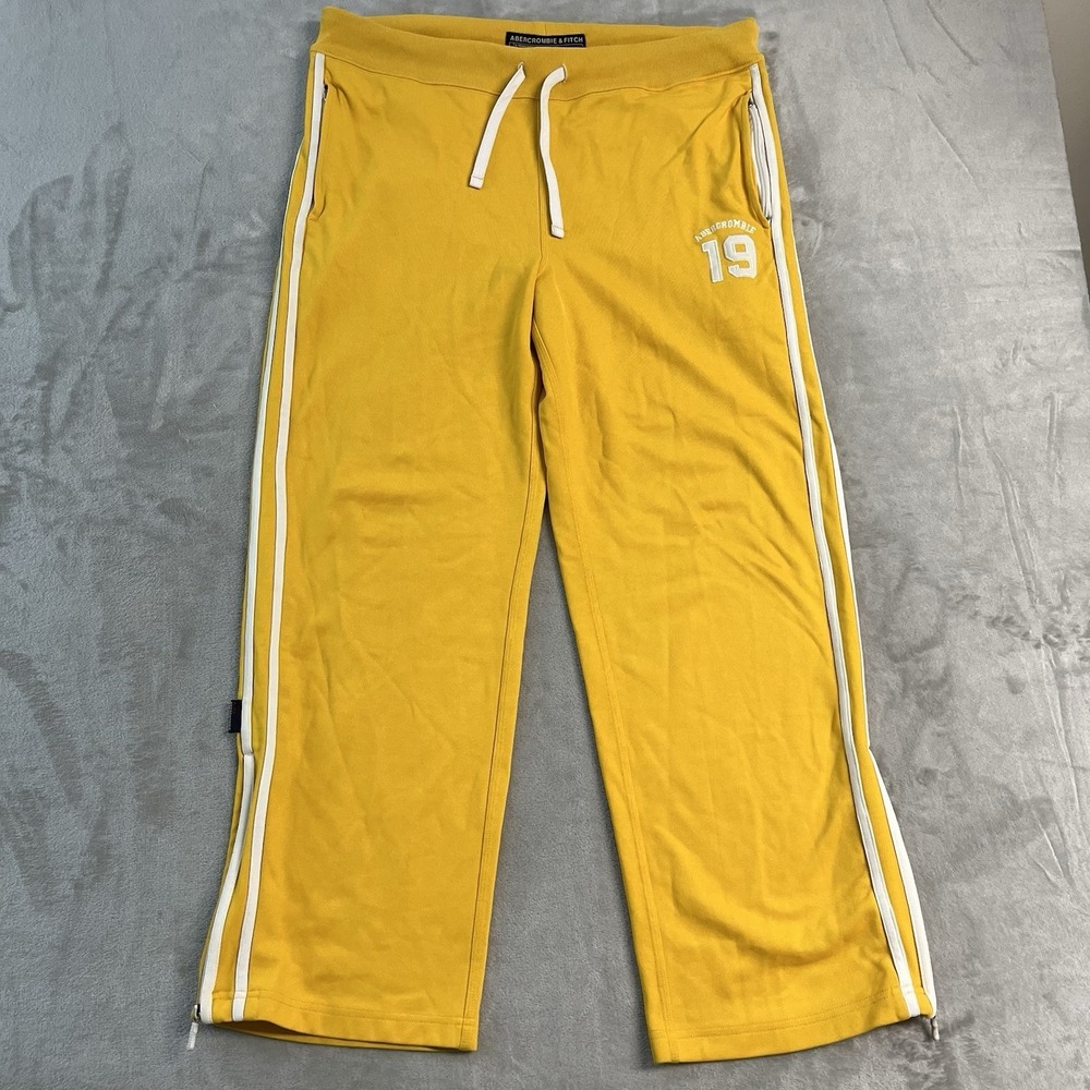 Abercrombie & Fitch Yellow Sweatpants with White Stripe